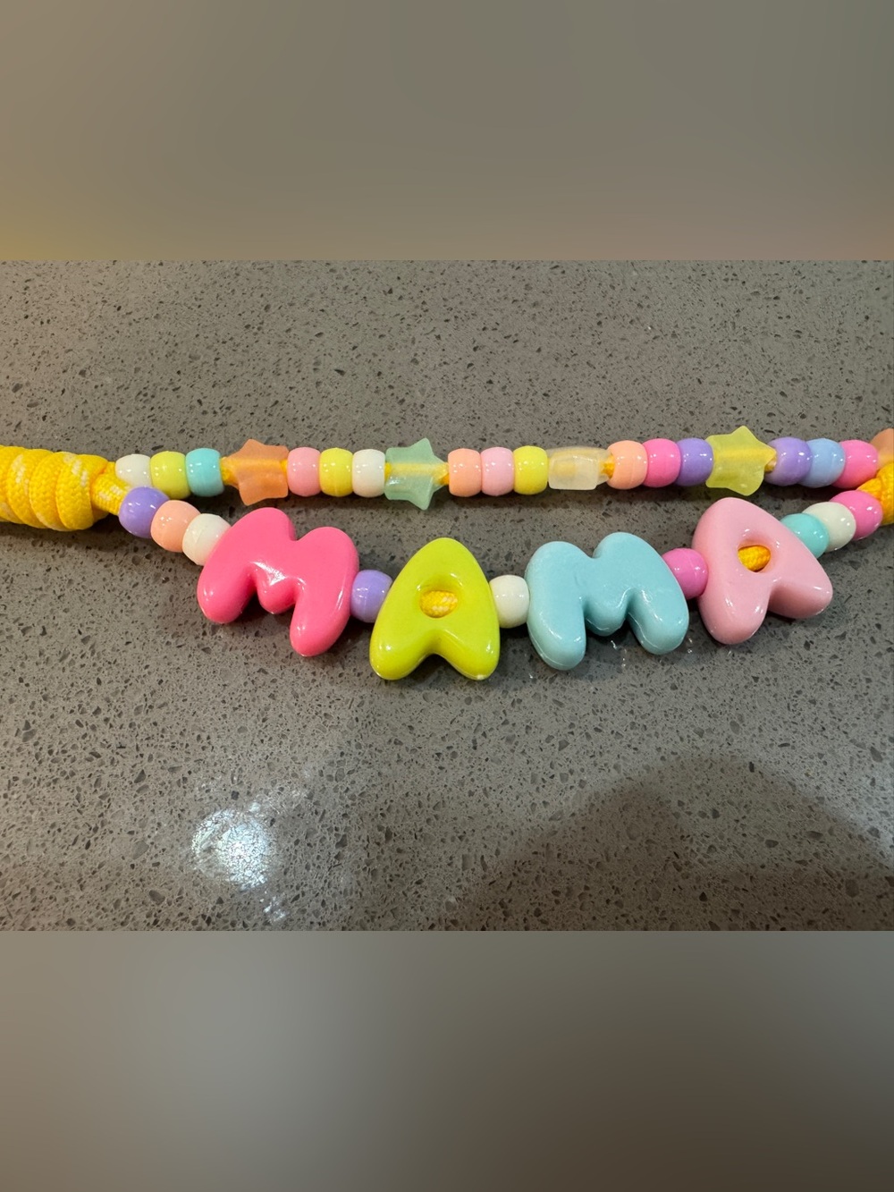 Kids Beaded 'MAMA' Letter Necklace in Pink, Yellow & Blue